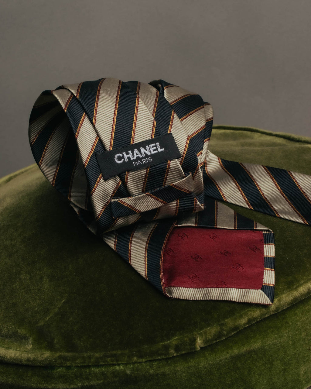 "CHANEL" 90's-00's Classic silk regimental striped tie