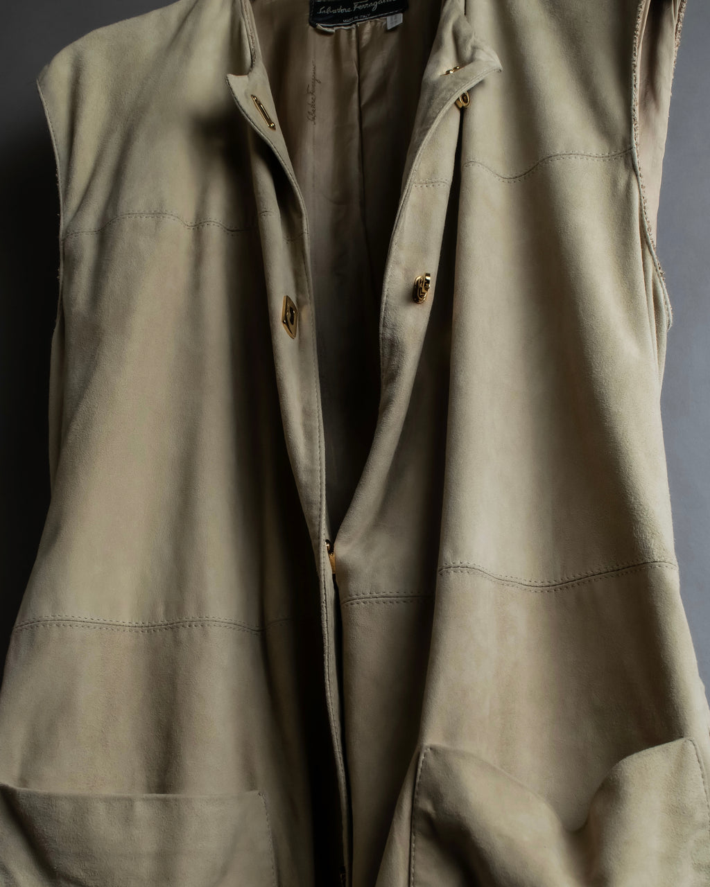 "Salvatore Ferragamo" Belted suede sleeveless dress