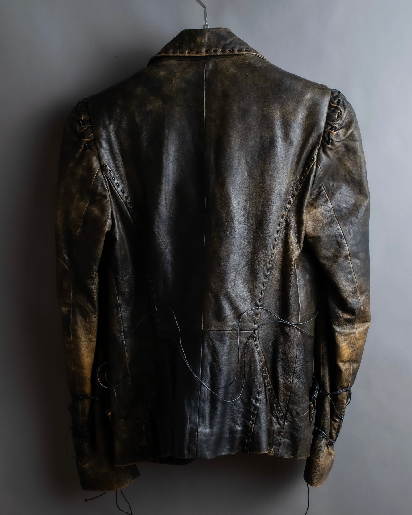 "ROBERTA SCARPA" 100% lamb leather gathered design shaped jacket