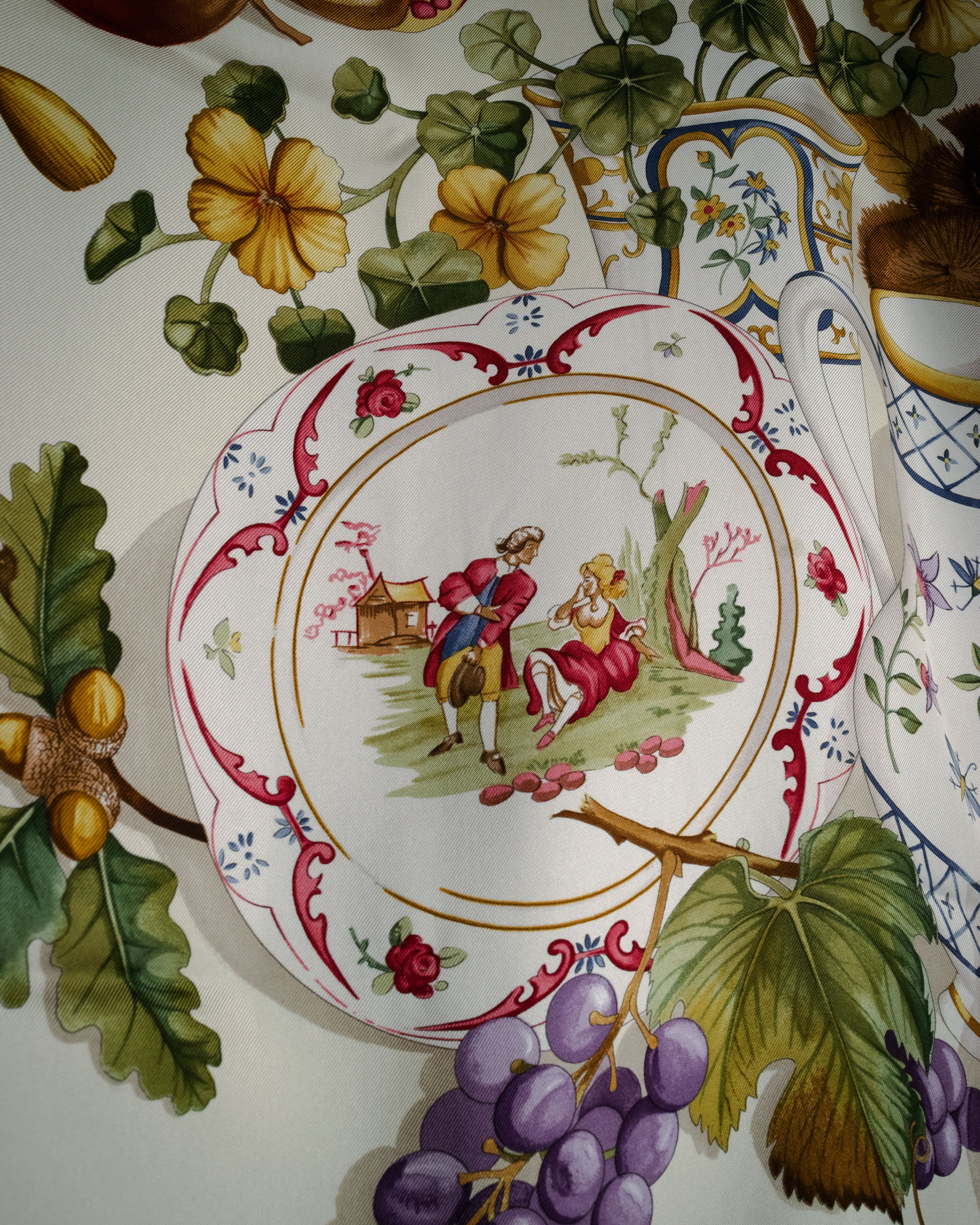 “Salvatore Ferragamo” 90’s Harvest still life silk scarf