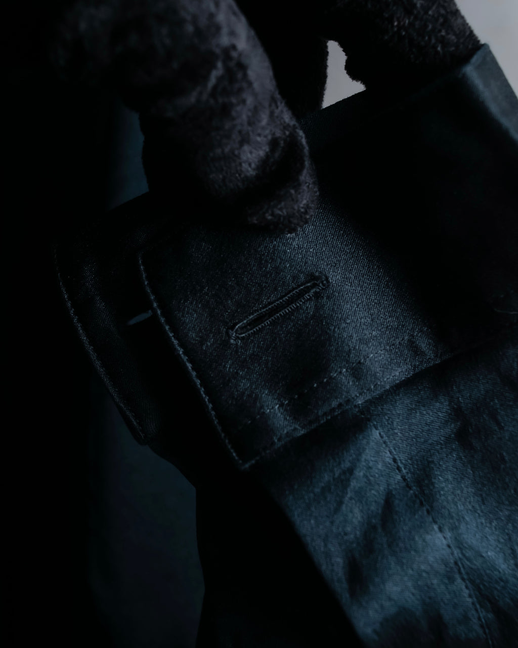 "CHANEL" Coco mark button design black glossy shirt