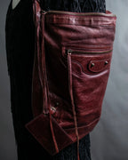 “BALENCIAGA” The Day leather one shoulder bag (burgundy)