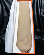 “HERMES” Double line patterned silk tie