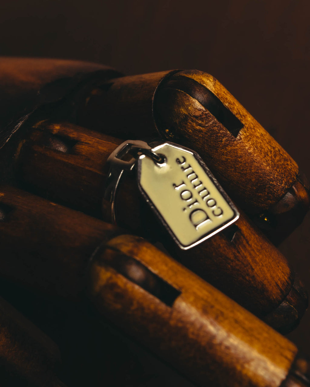 "Christian Dior" Cream enamel key ring