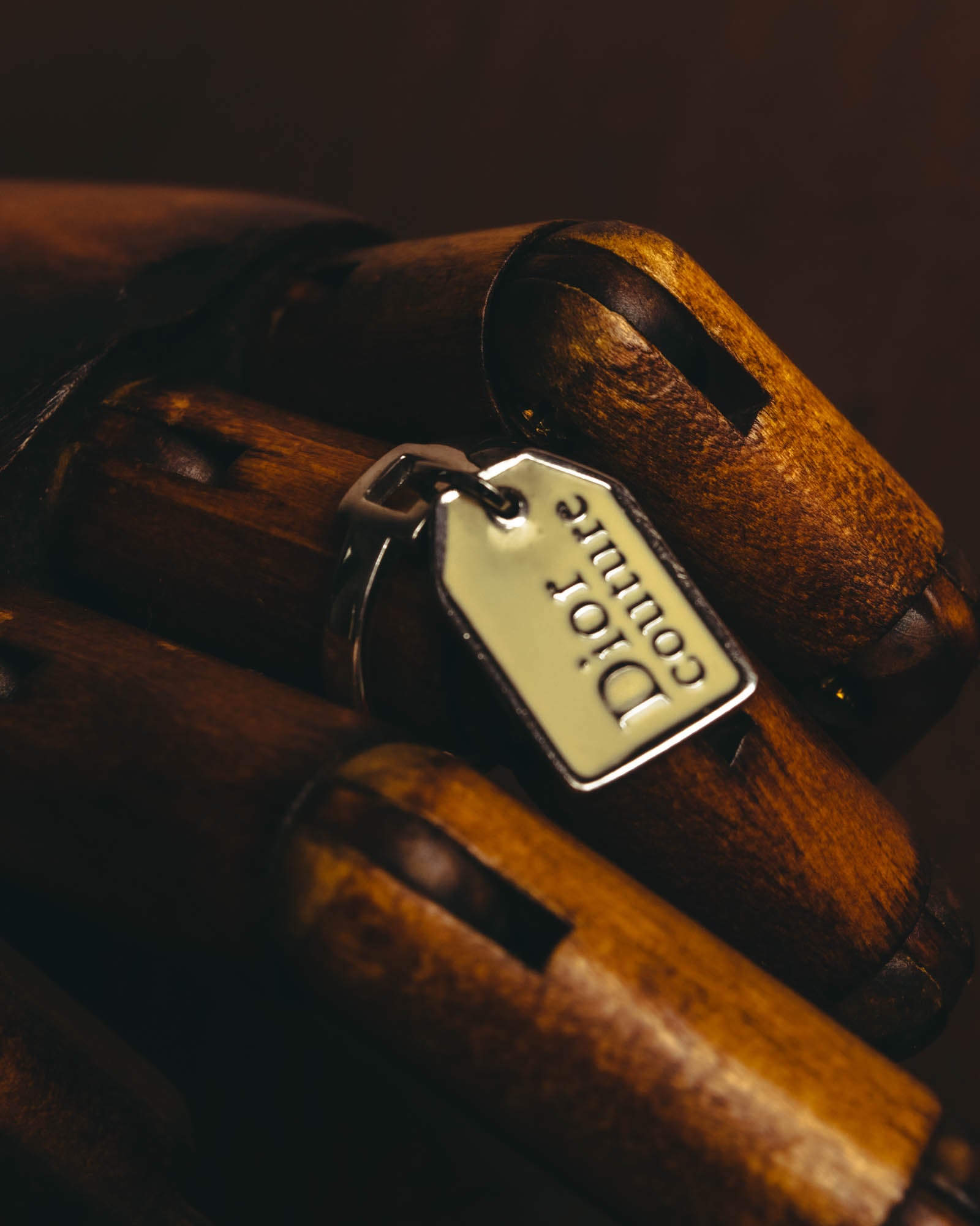 "Christian Dior" Cream enamel key ring
