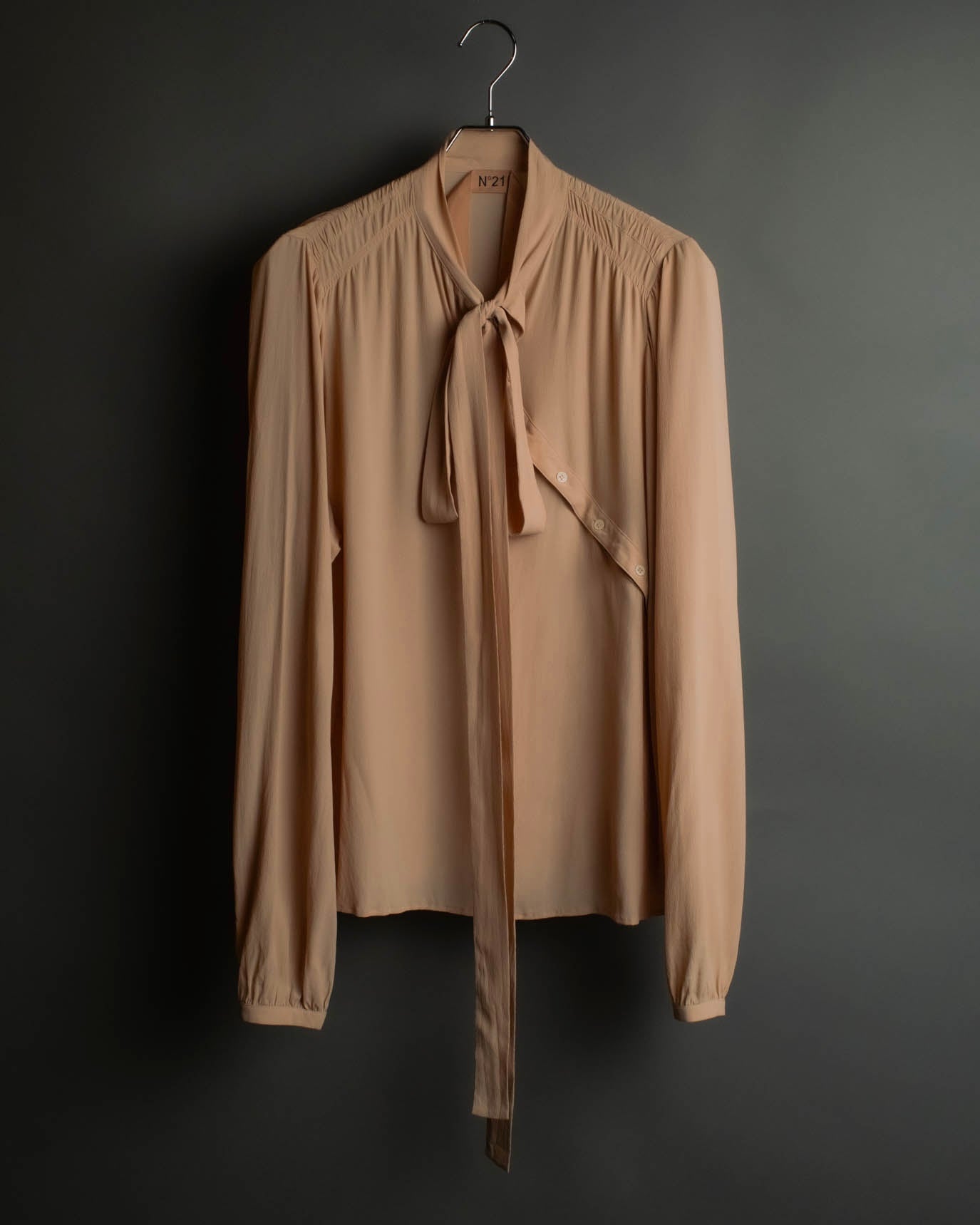 "N°21" 2020's Asymmetric bow tie acetate silk blouse