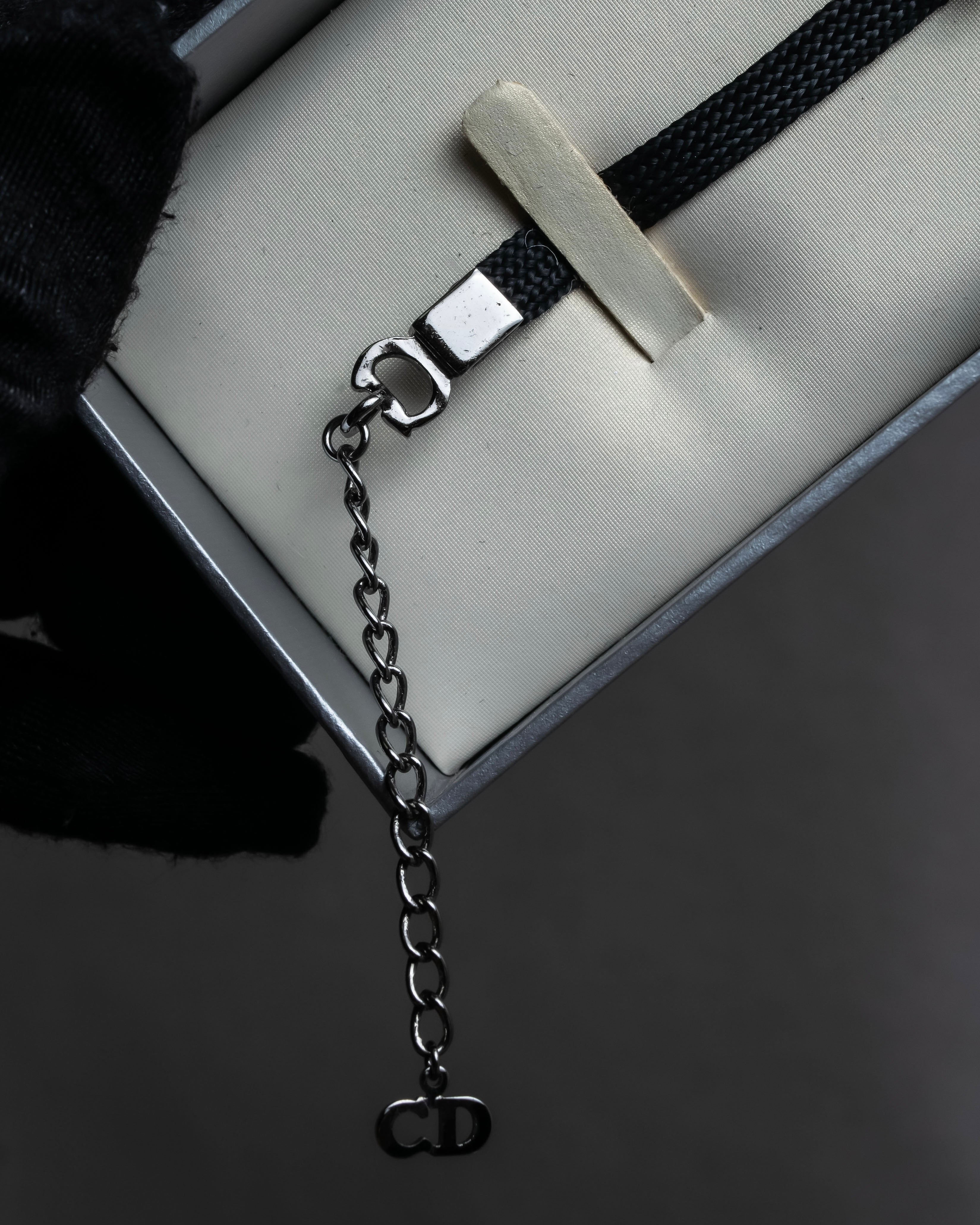 "Christian Dior" Logo design charm ribbon tie bracelet