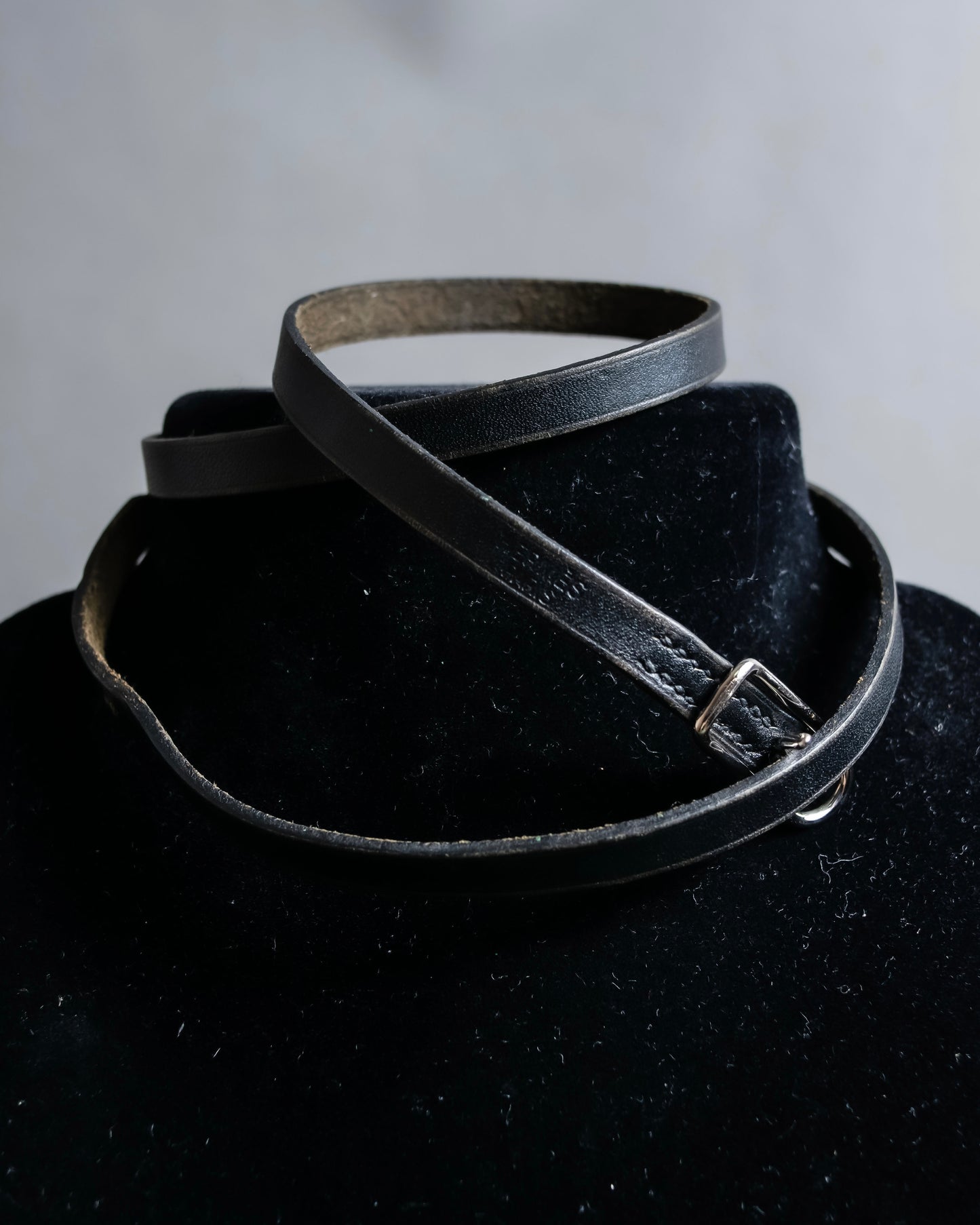 "HERMES" Single pin buckle leather narrow belt