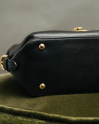 –SPECIAL– “Salvatore Ferragamo“ 00’s-10’s Black leather dome handbag