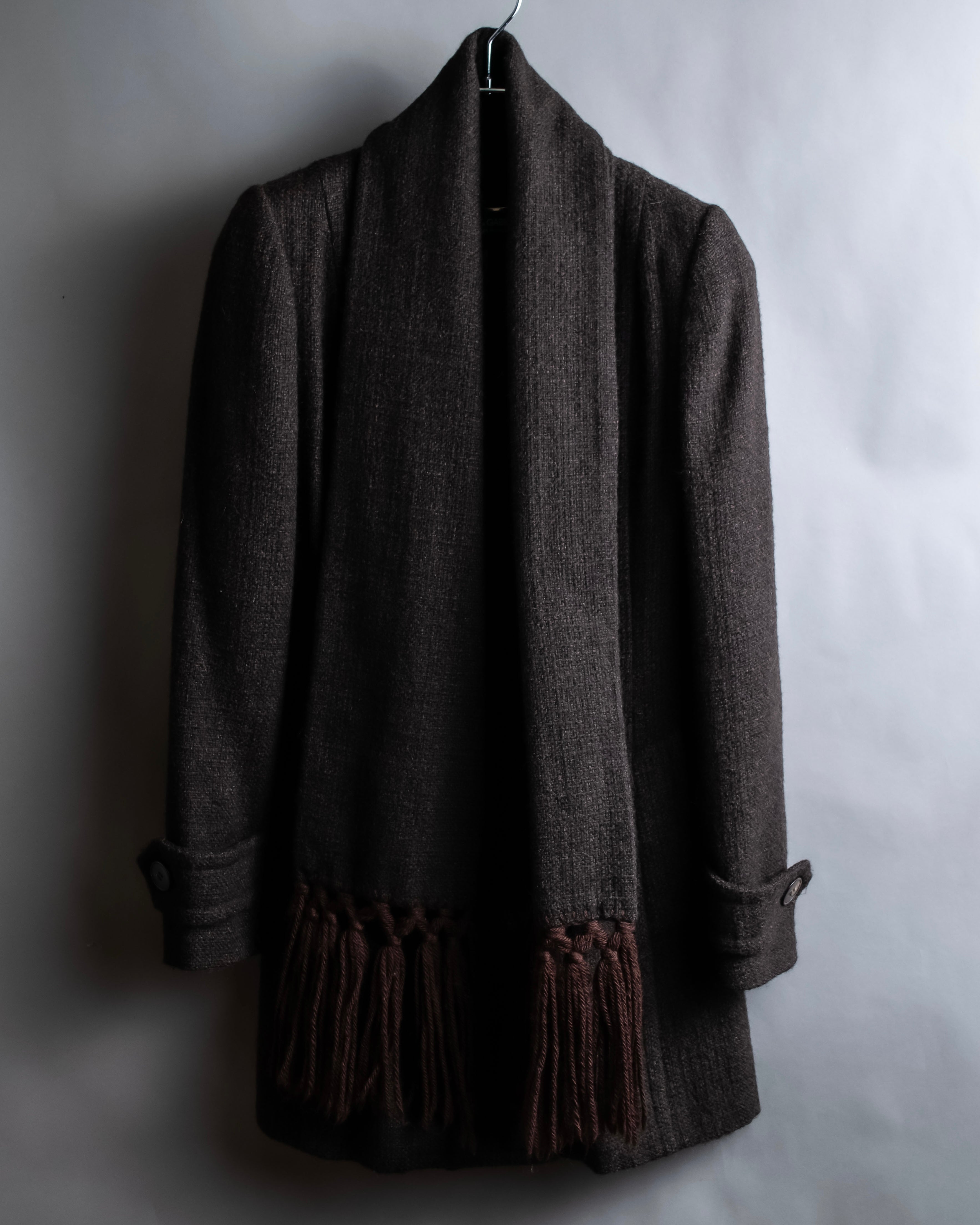 "DOLCE & GABBANA" Fringe scarf included double-breasted coat