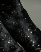 "CHANEL" Gold particle design pony leather heel boots