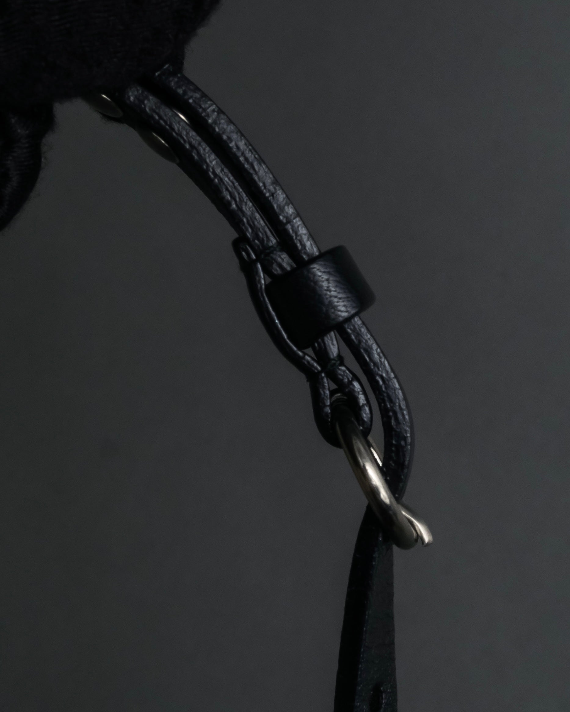 "MIU MIU" Silver metal stud design leather narrow belt