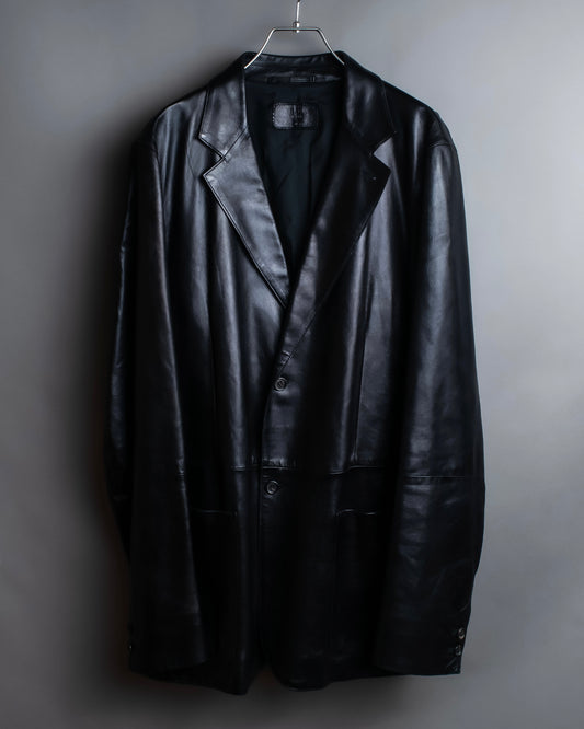 "PRADA" Oversized switched design leather tailored jacket