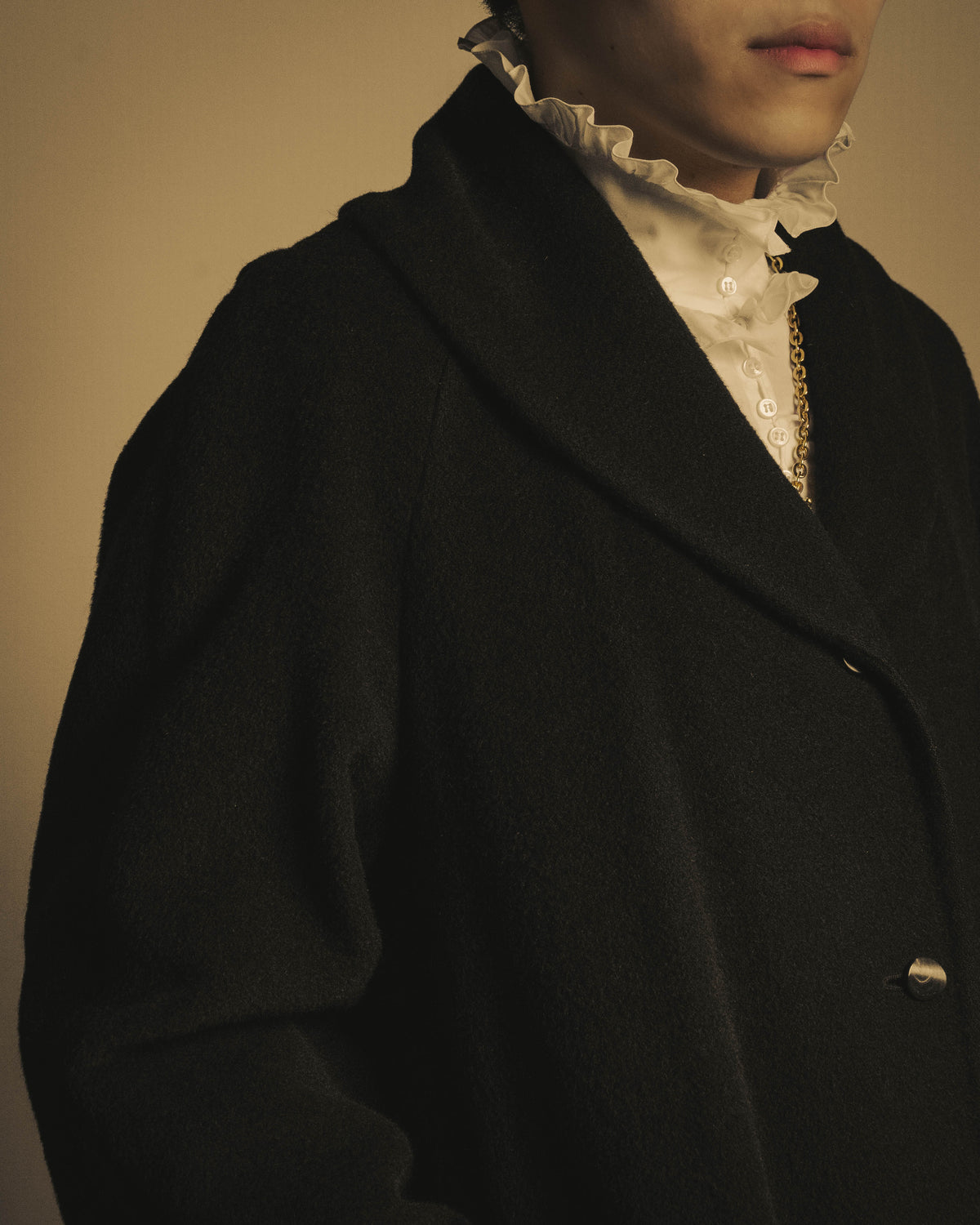 -SPECIAL- "Salvatore Ferragamo" 90's-00's Alpaca wool oversized shawl collar long coat