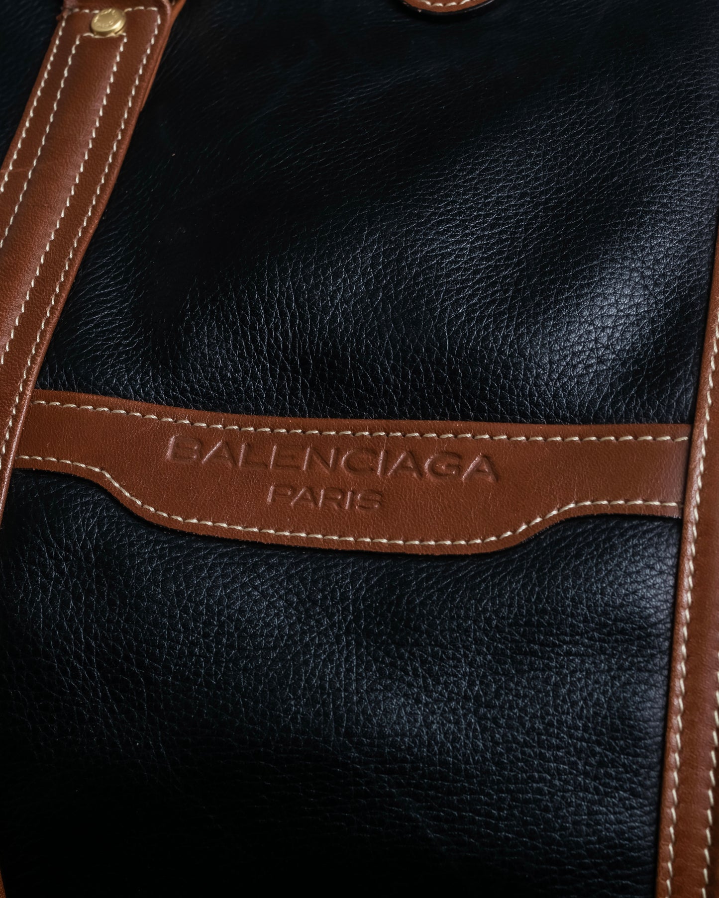 "BALENCIAGA" Leather piping one handle boston bag