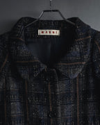 "MARNI" 90’s-00’s Textured plaid wool blend coat