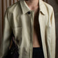 "LOEWE" 100% real leather off white color double zipper mid length coat