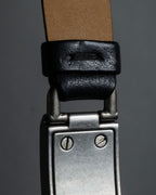 "PRADA" Logo engraved metal plate design leather bracelet