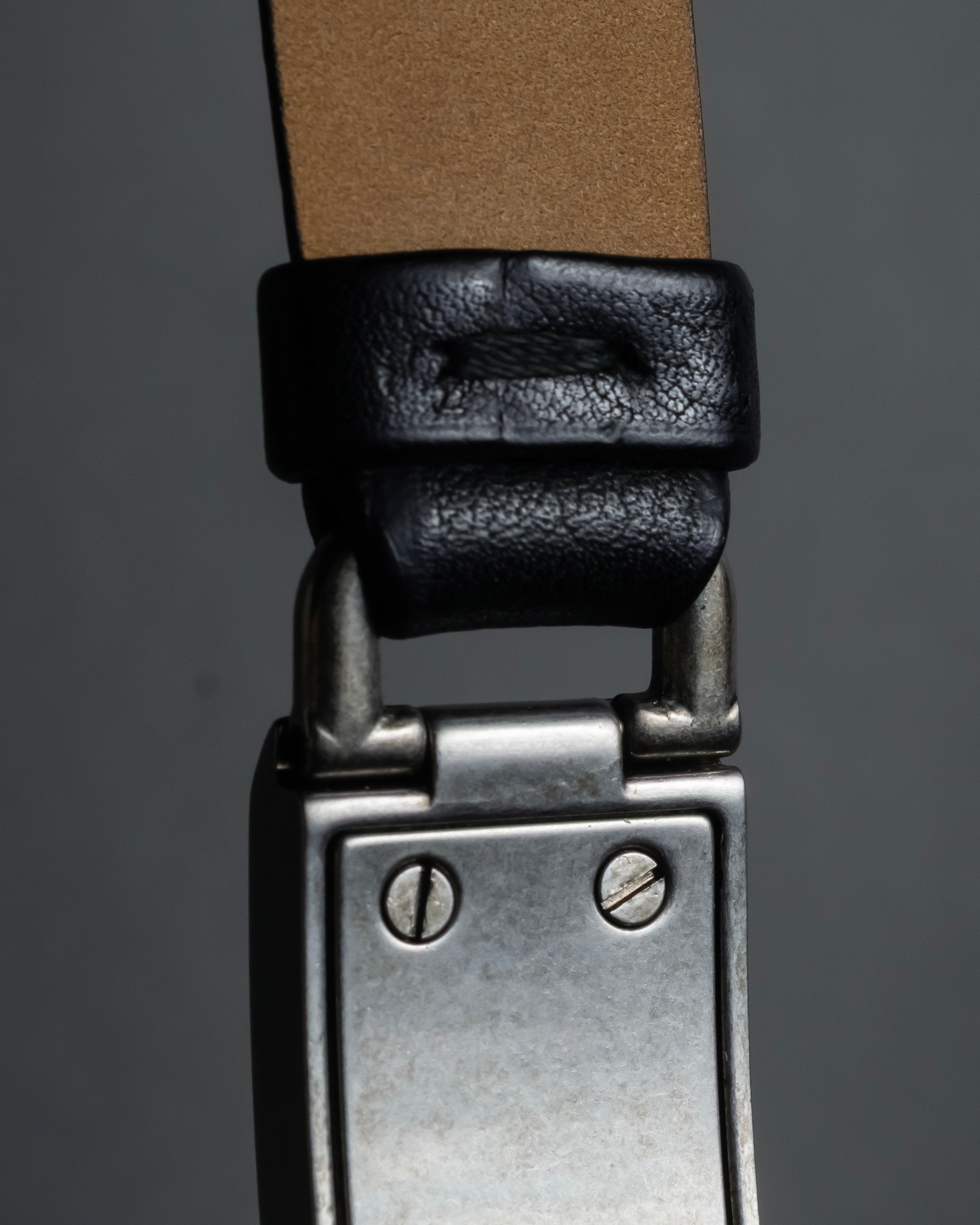 "PRADA" Logo engraved metal plate design leather bracelet