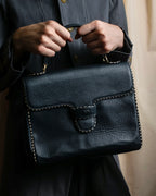 "Valentino Garavani" Saddle stitch design grain leather hand bag