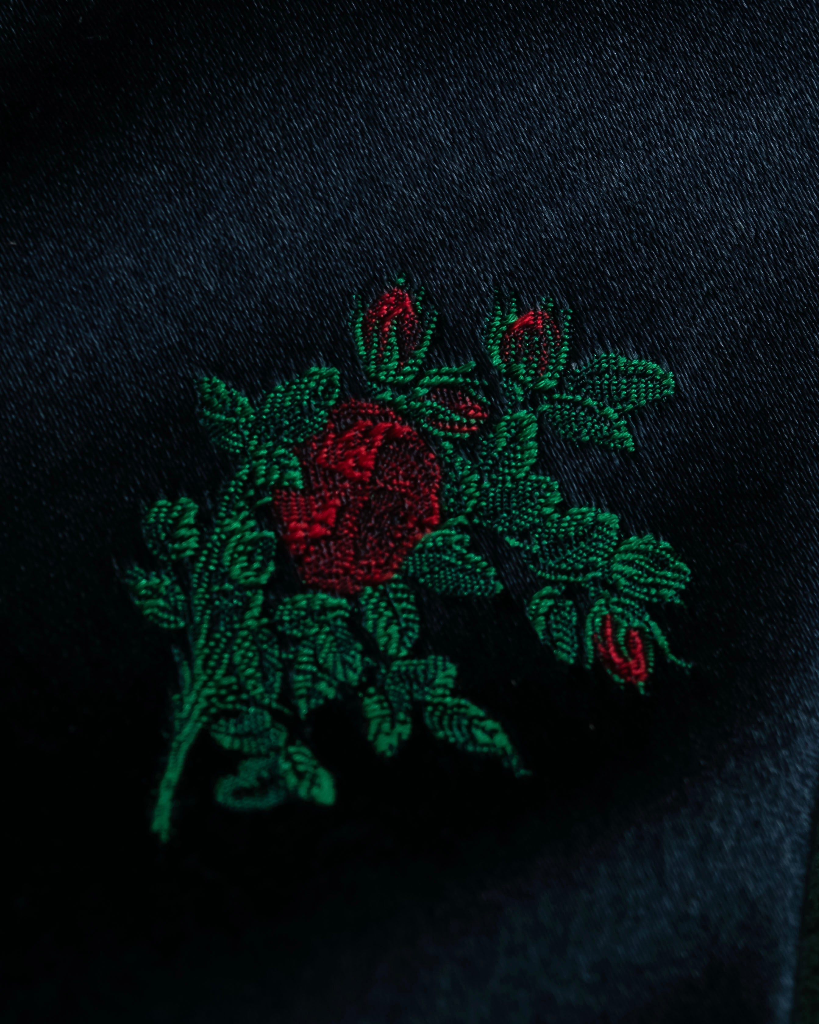 "DOMINIQUE FRANCE" Rose flower pattern silk necktie