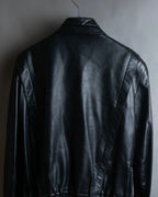 "Claude Montana" Drawcord detail stand-up collar leather blouson