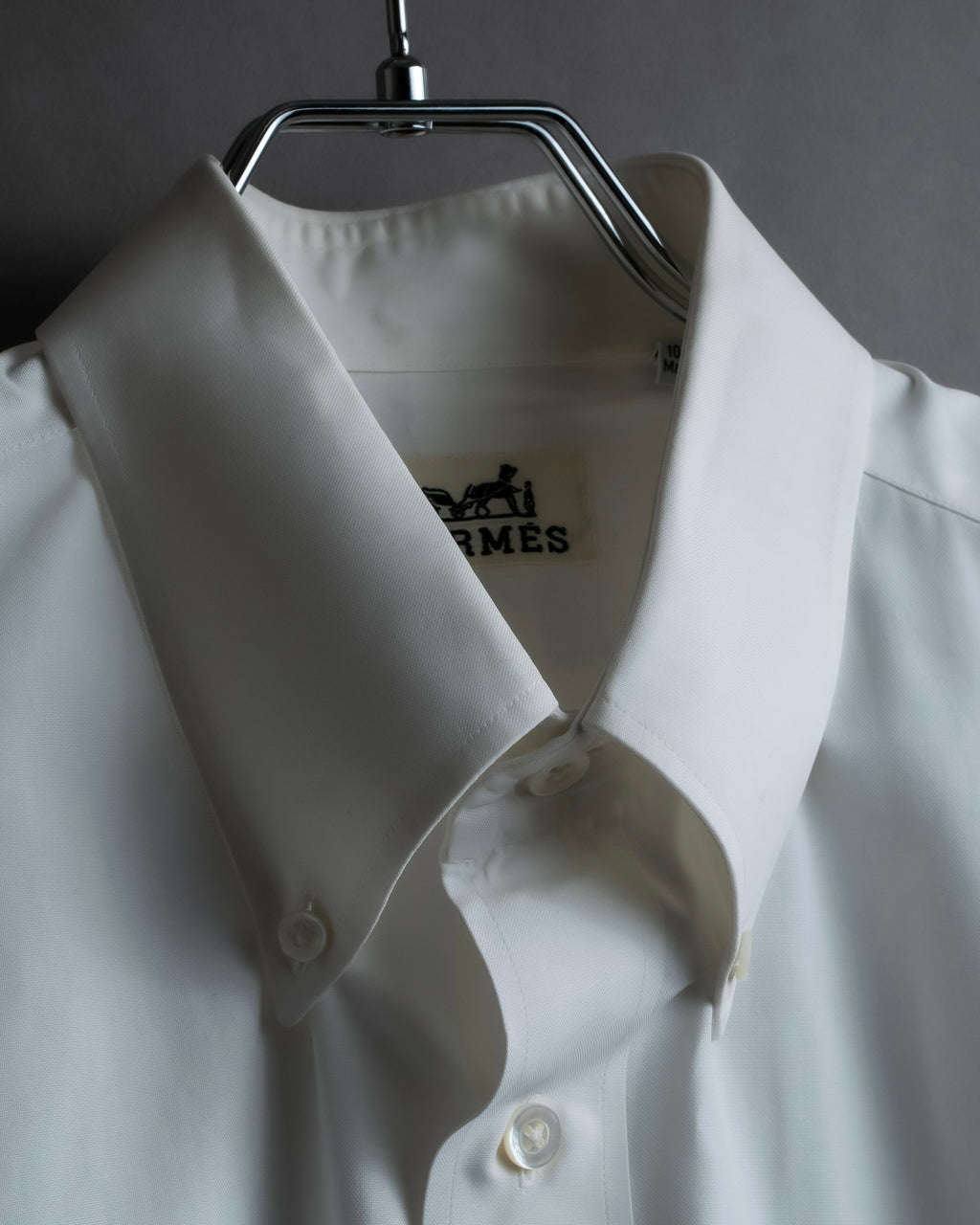 "HERMES" Yoke switching design white cotton shirt