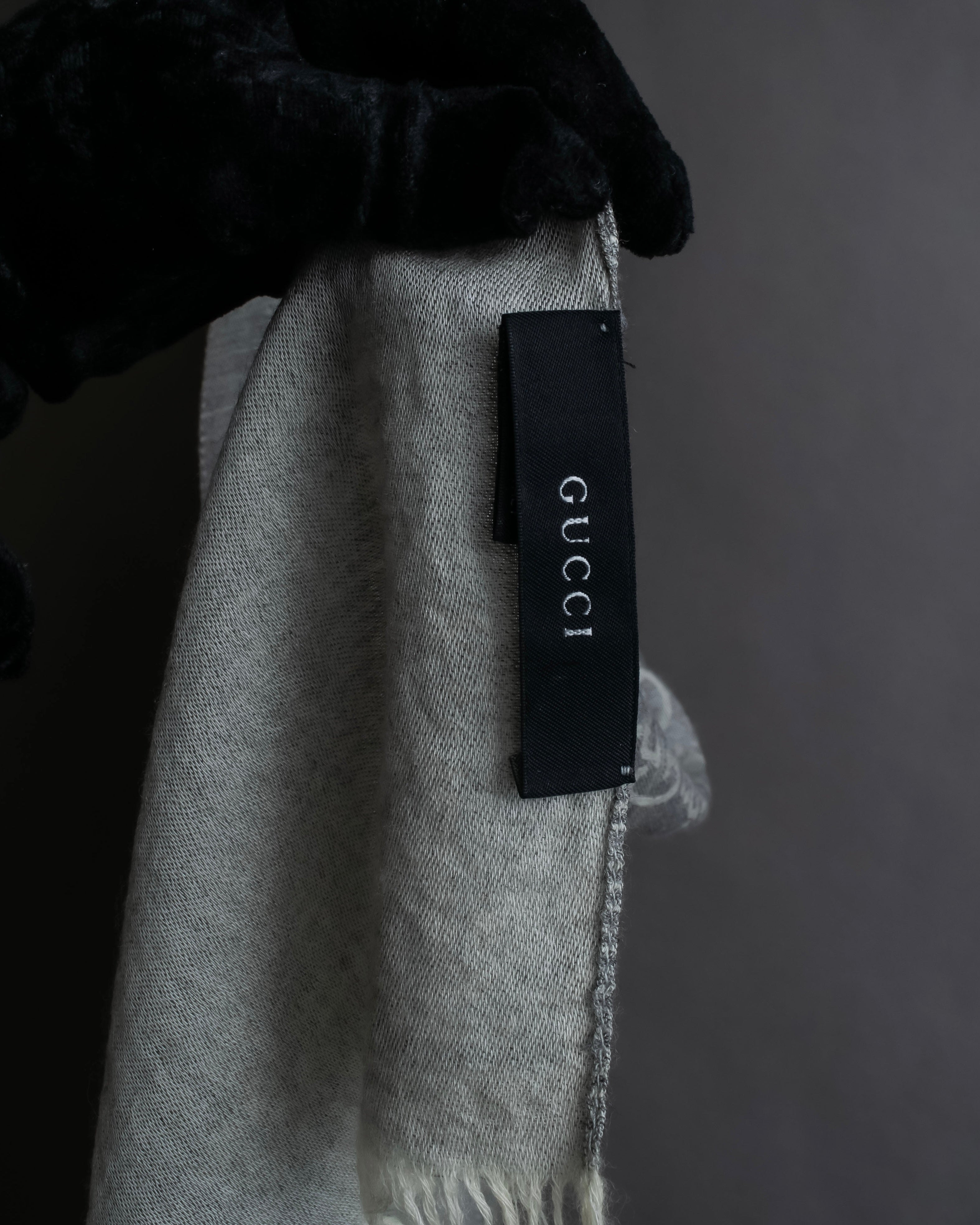 "GUCCI" GGpattern silk blend fringe stole