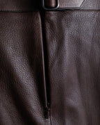 "Hermes by Gaultier" Round Pocket Wine Red Leather Skirt