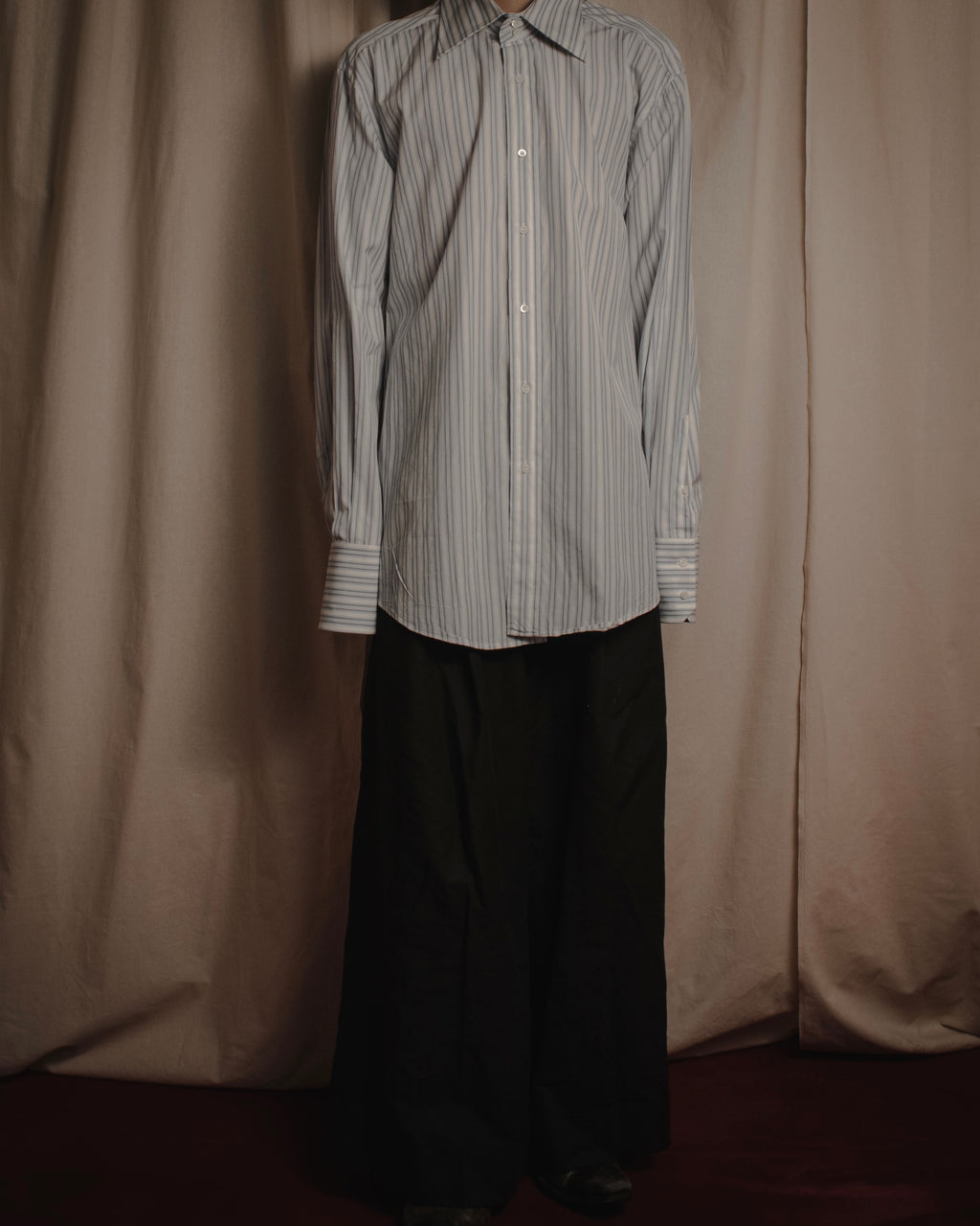 "GUCCI" Striped spread collar shirt with contrast cuffs