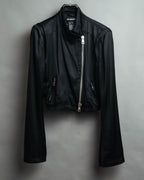 -SPECIAL- “ANN DEMEULEMEESTER” Pre-2012 asymmetric cropped satin biker jacket