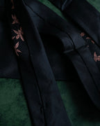 "JEAN PAUL GAULTIER" Leaf motif embroidered silk neck tie