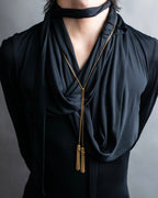 "CELINE" Fringe emblem design long necklace