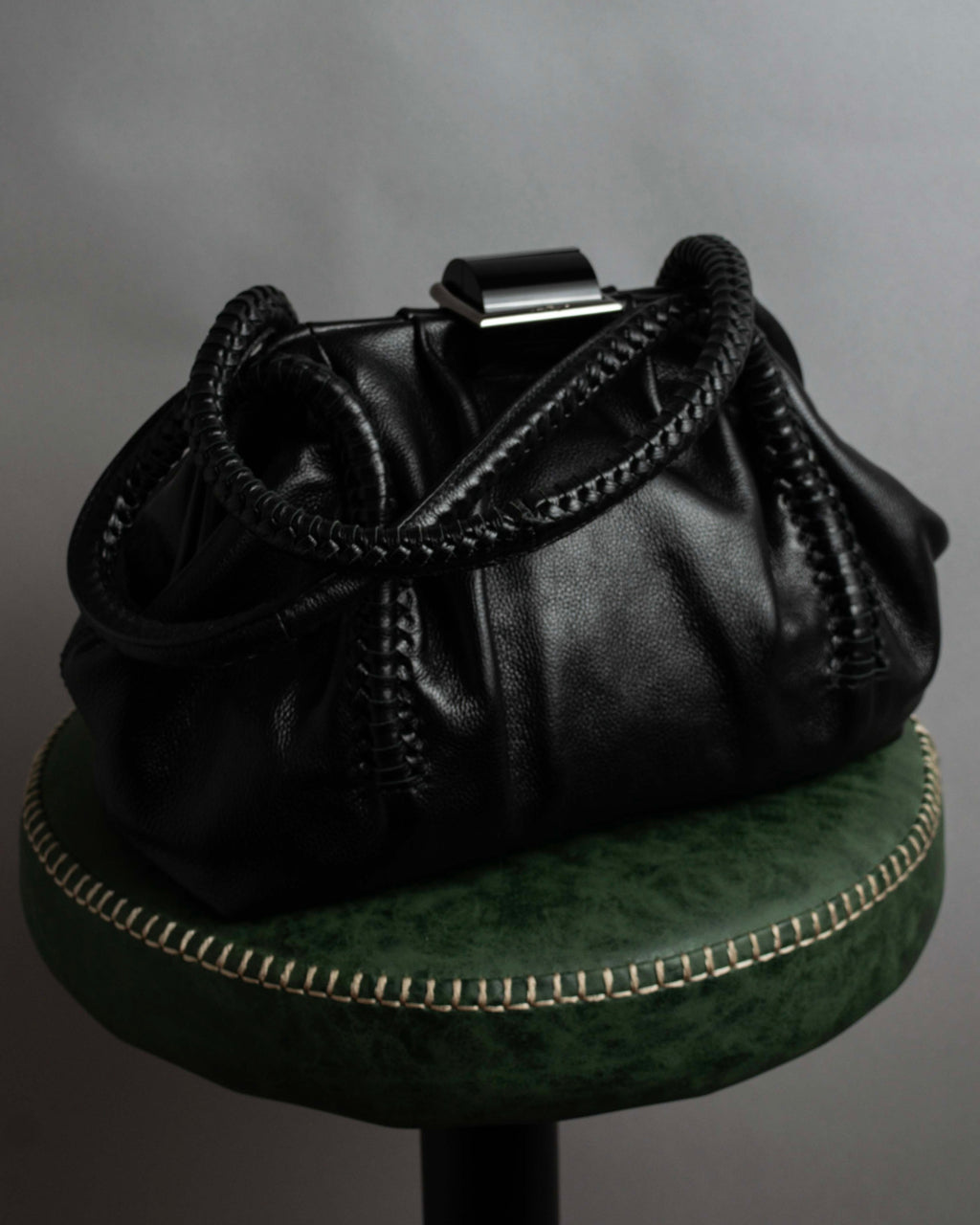 "Salvatore Ferragamo" Draping design lace-up detail leather bag
