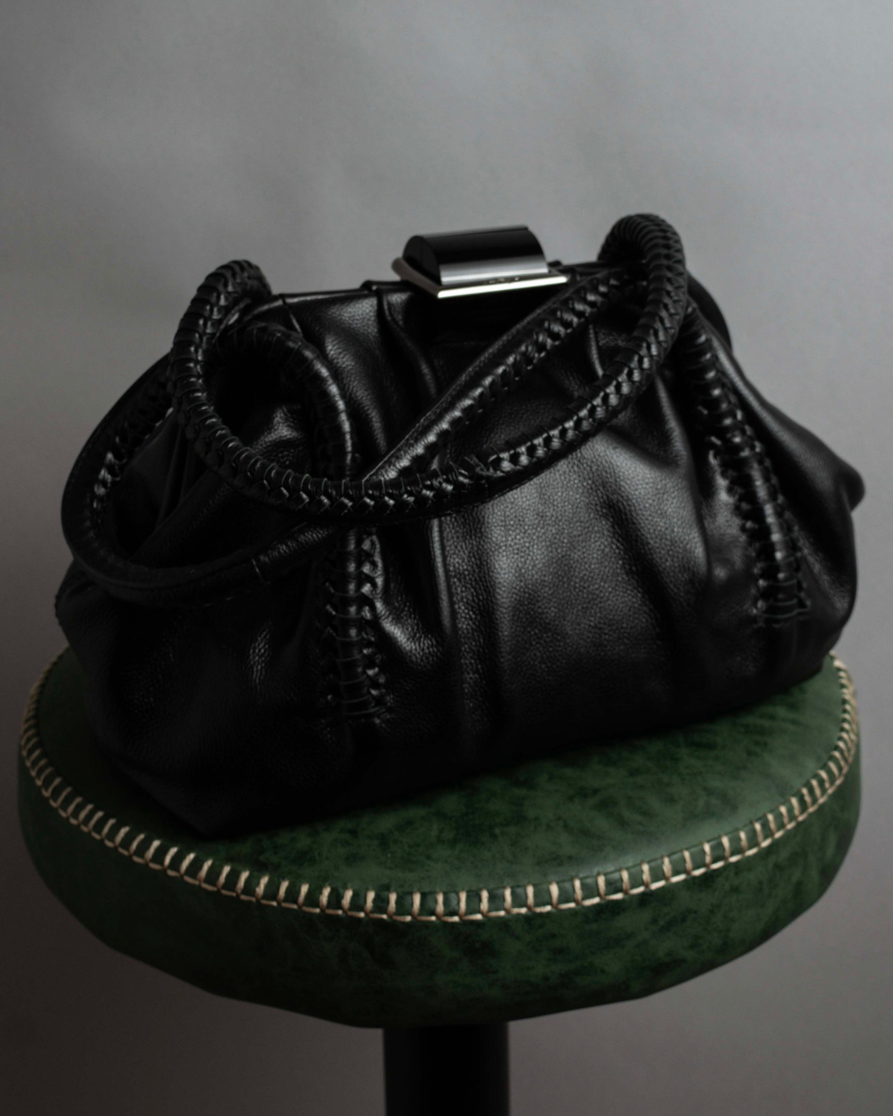 "Salvatore Ferragamo" Draping design lace-up detail leather bag