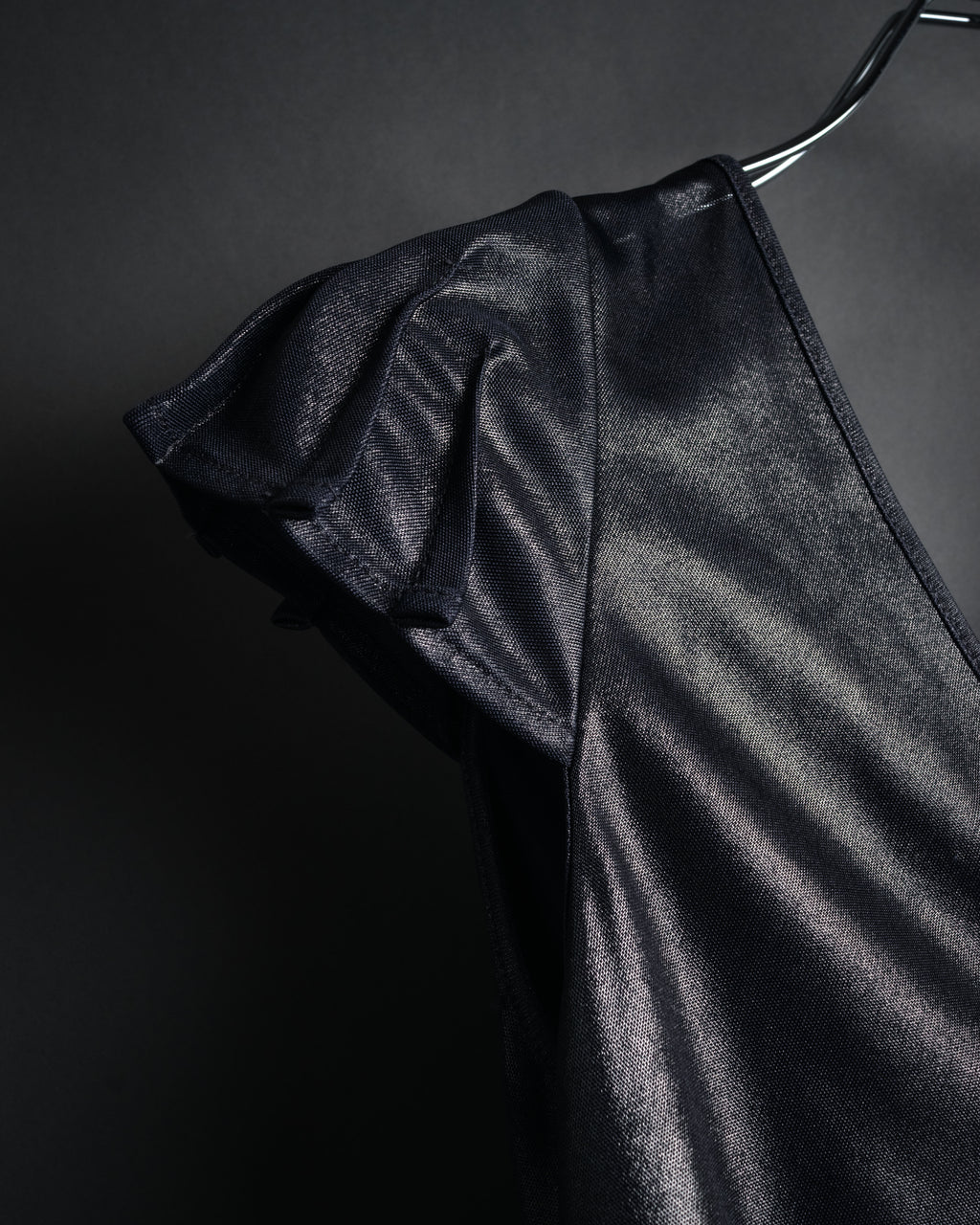 “Christian Dior” 2000’s Metallic draped cap sleeve top