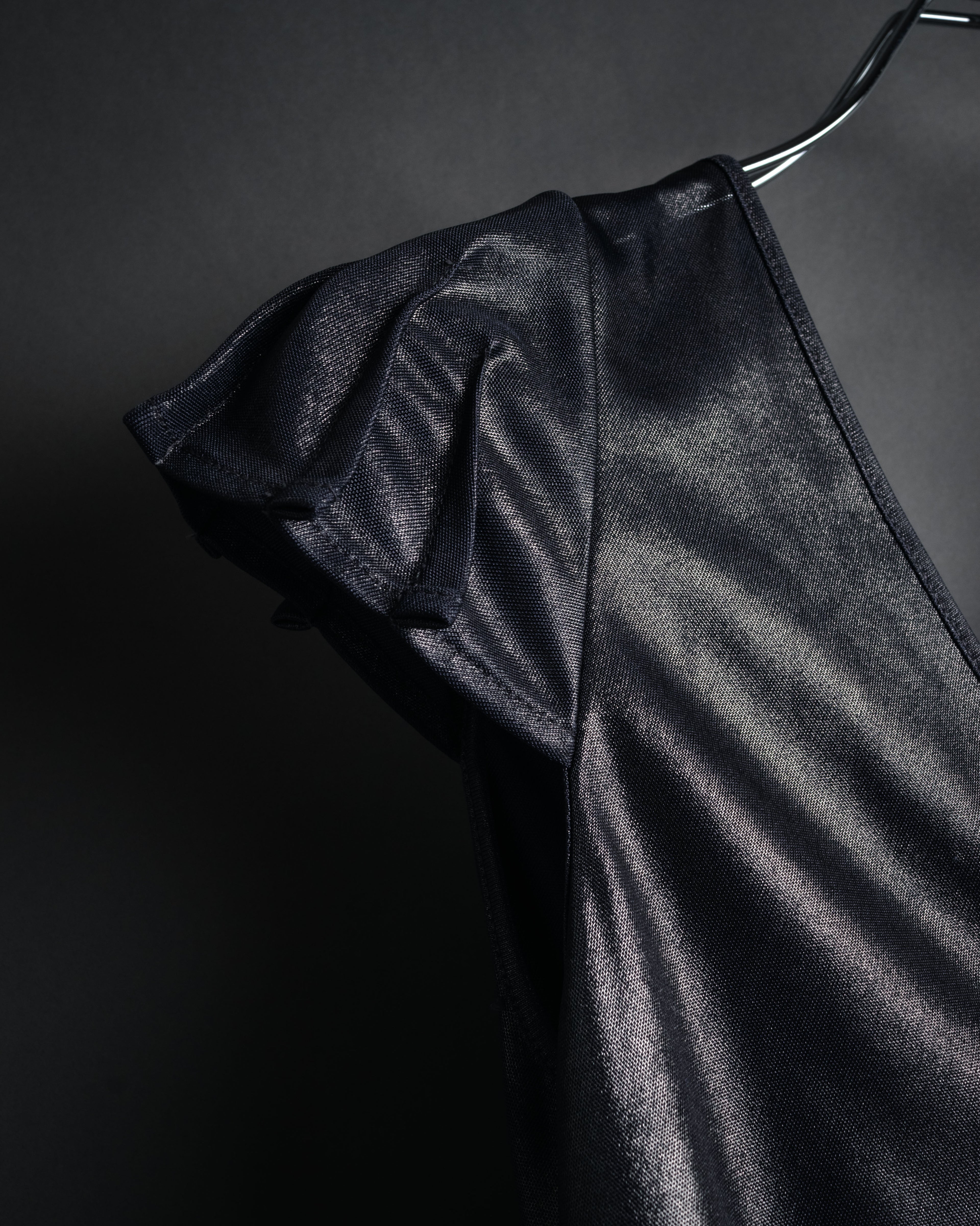 “Christian Dior” 2000’s Metallic draped cap sleeve top