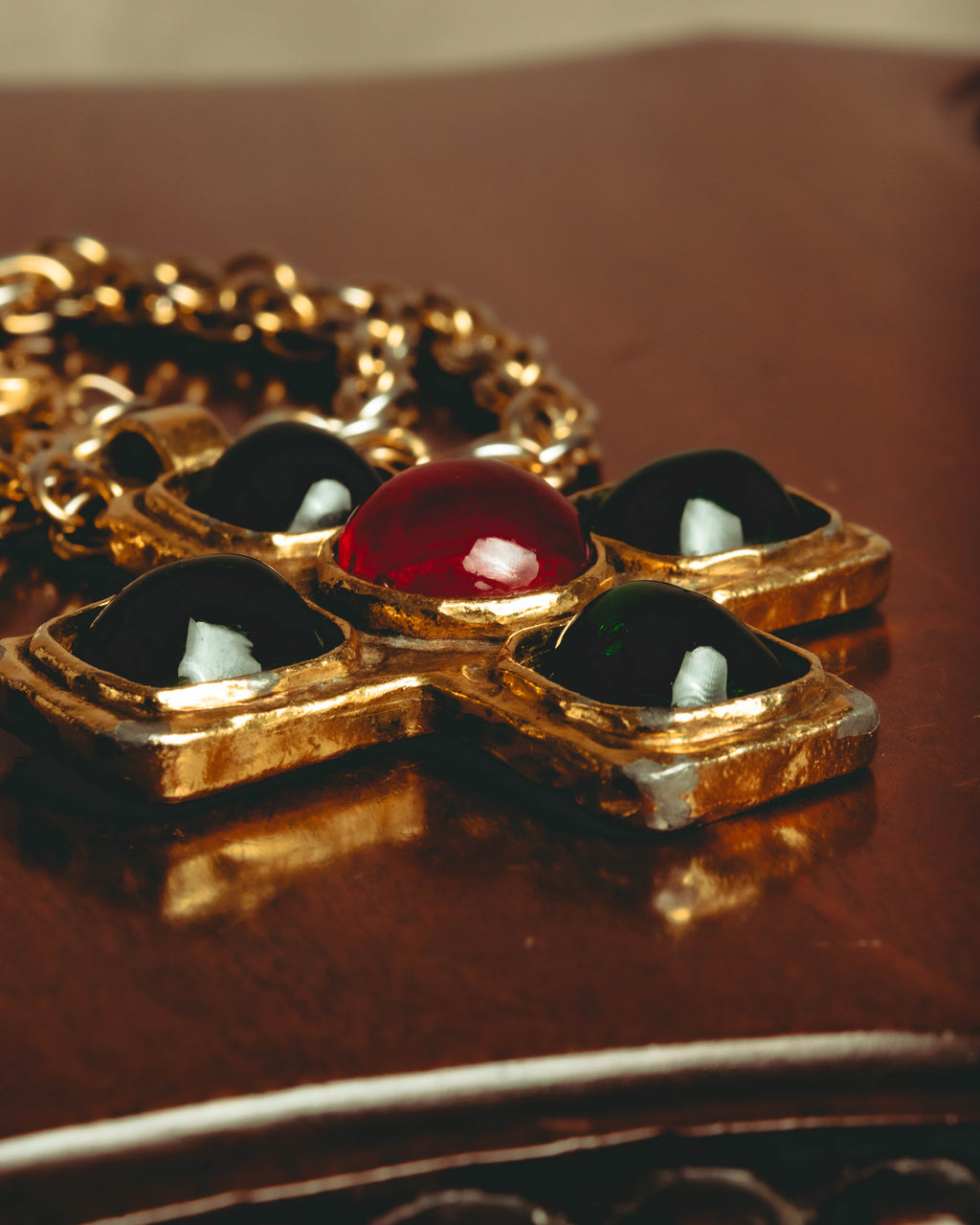 –SPECIAL– "CHANEL" 80's Gripoix Byzantine cross pendant necklace