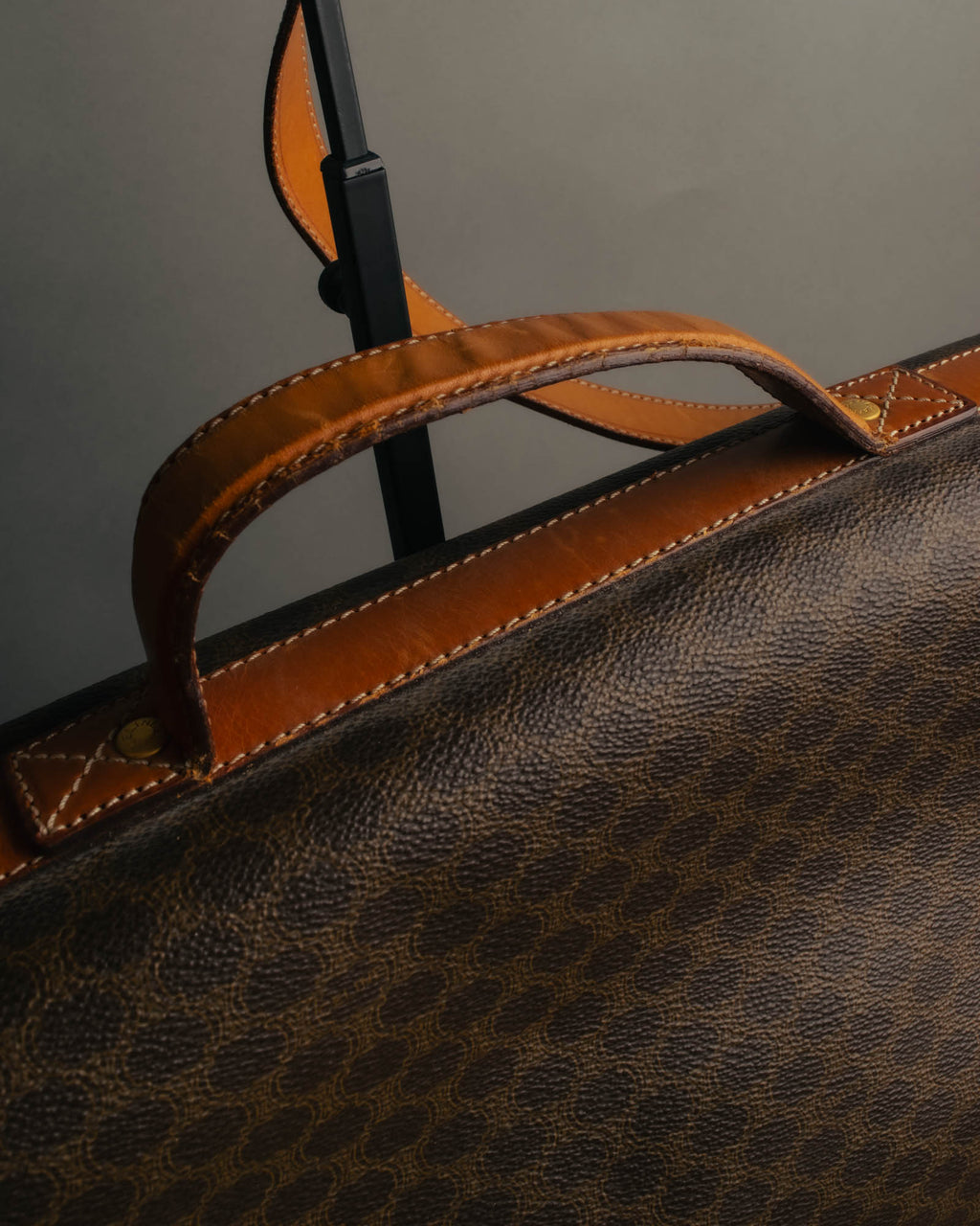 "CELINE" 80's-90's Macadam monogram pvc leather shoulder briefcase
