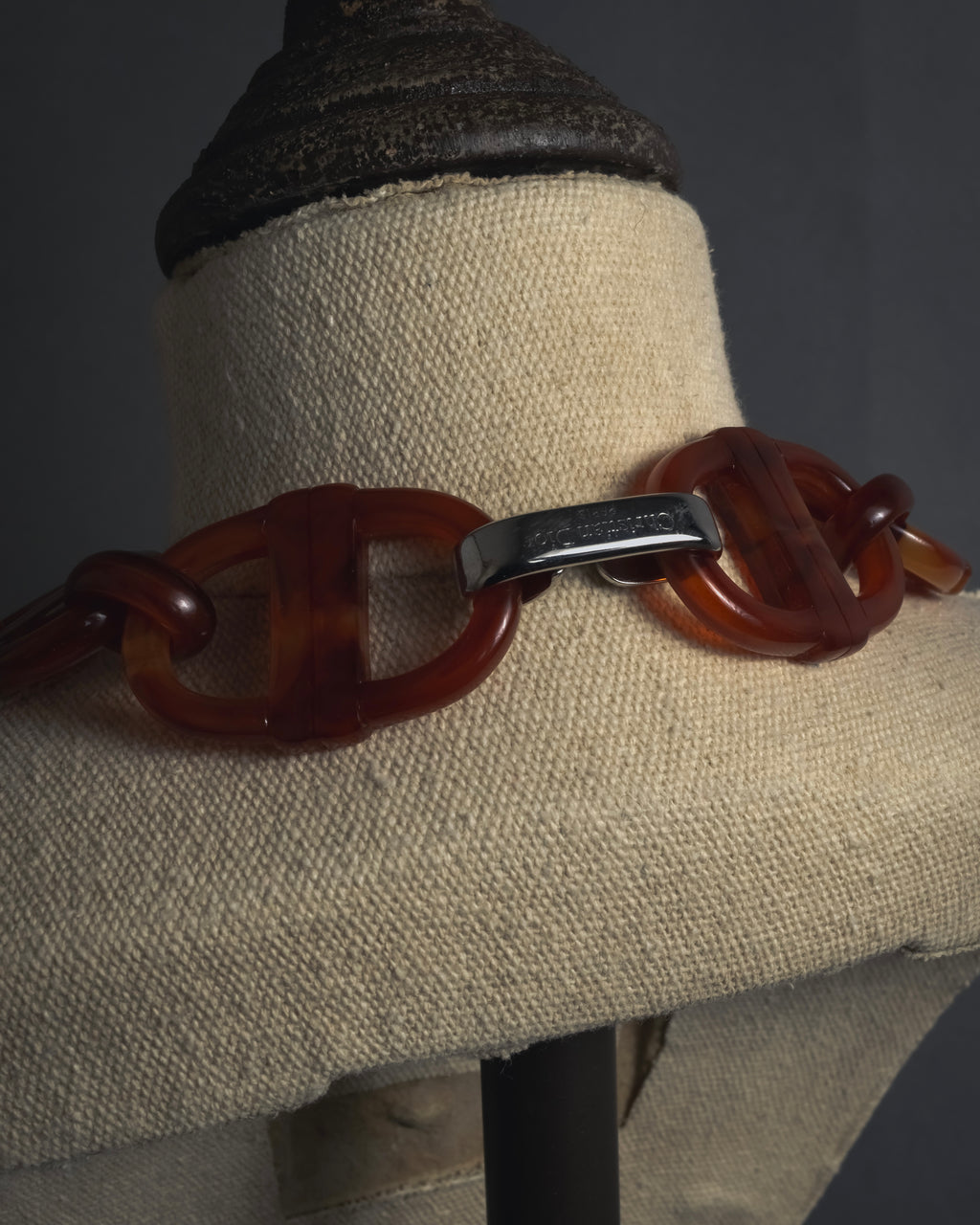 "Christian Dior" Sculptural tortoiseshell resin chain necklace