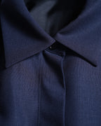JIL SANDER/ 2015 Shape Designed Wool Shirt Coat Navy