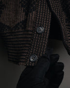 “Yves Saint Laurent” 80’s-90’s geometric knit cardigan