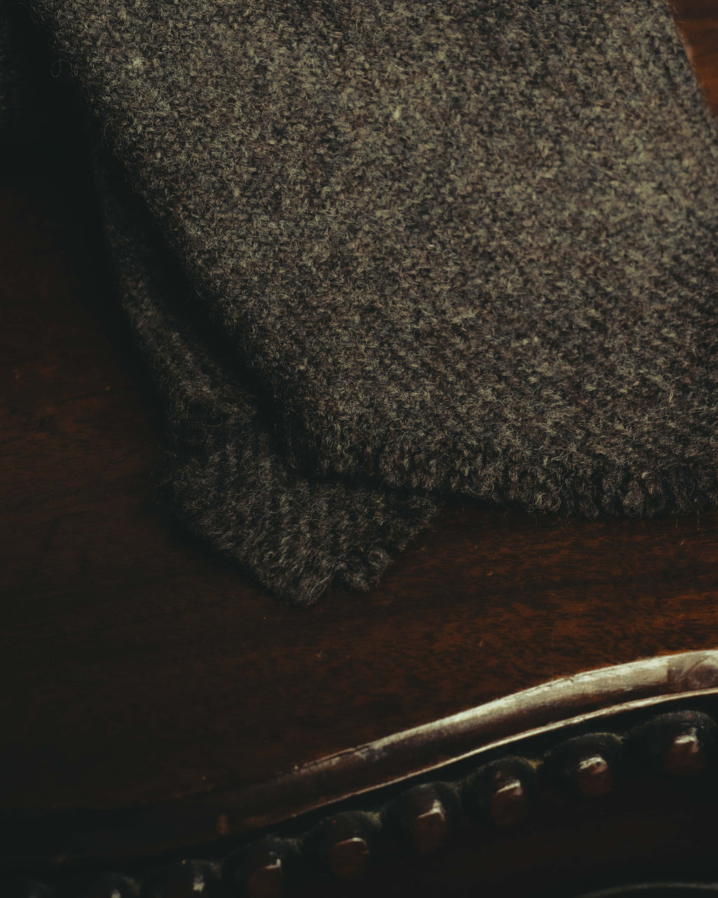 -SPECIAL- "Yves Saint Laurent" 90's-00's Charcoal grey wool textured knit tie