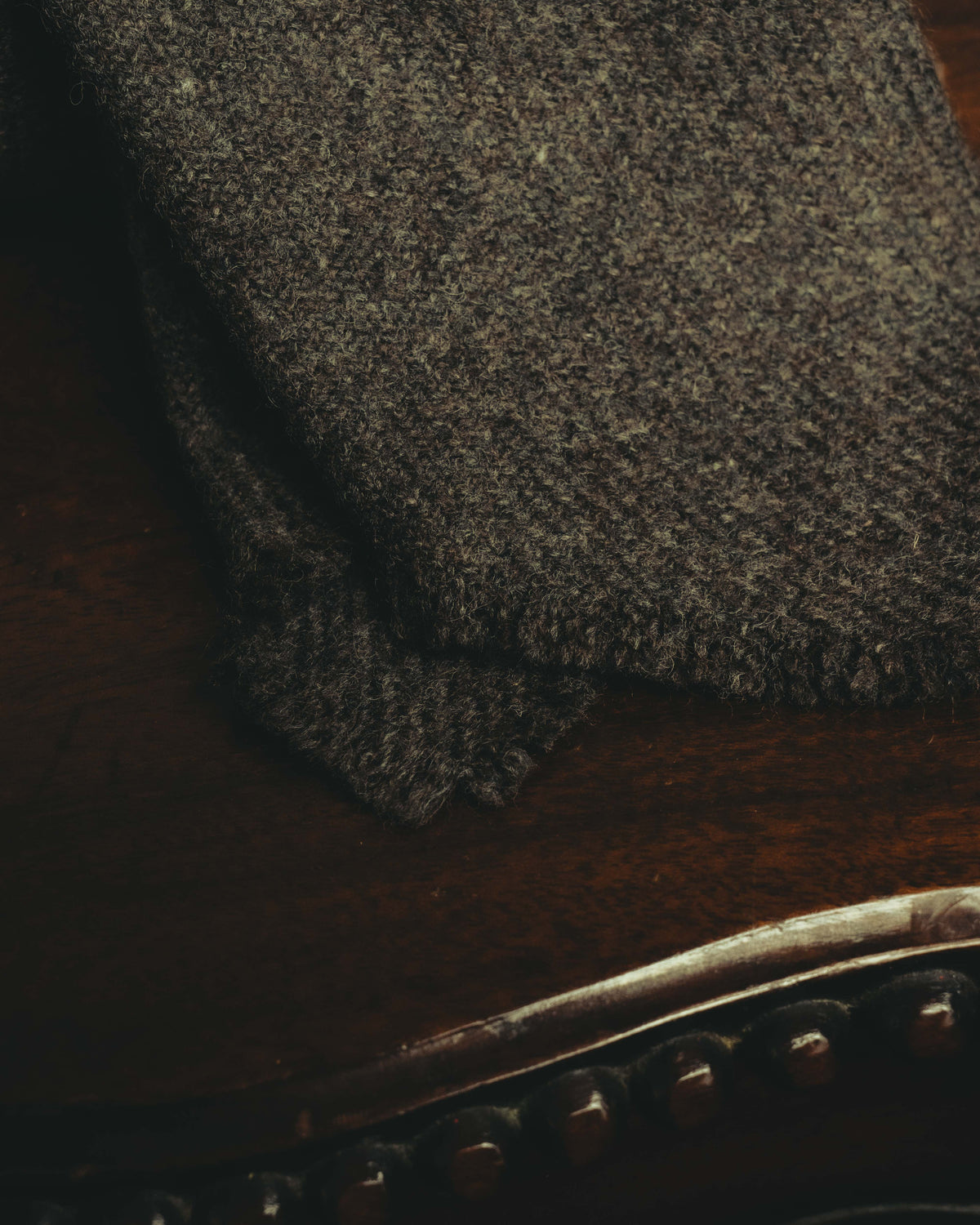 -SPECIAL- "Yves Saint Laurent" 90's-00's Charcoal grey wool textured knit tie