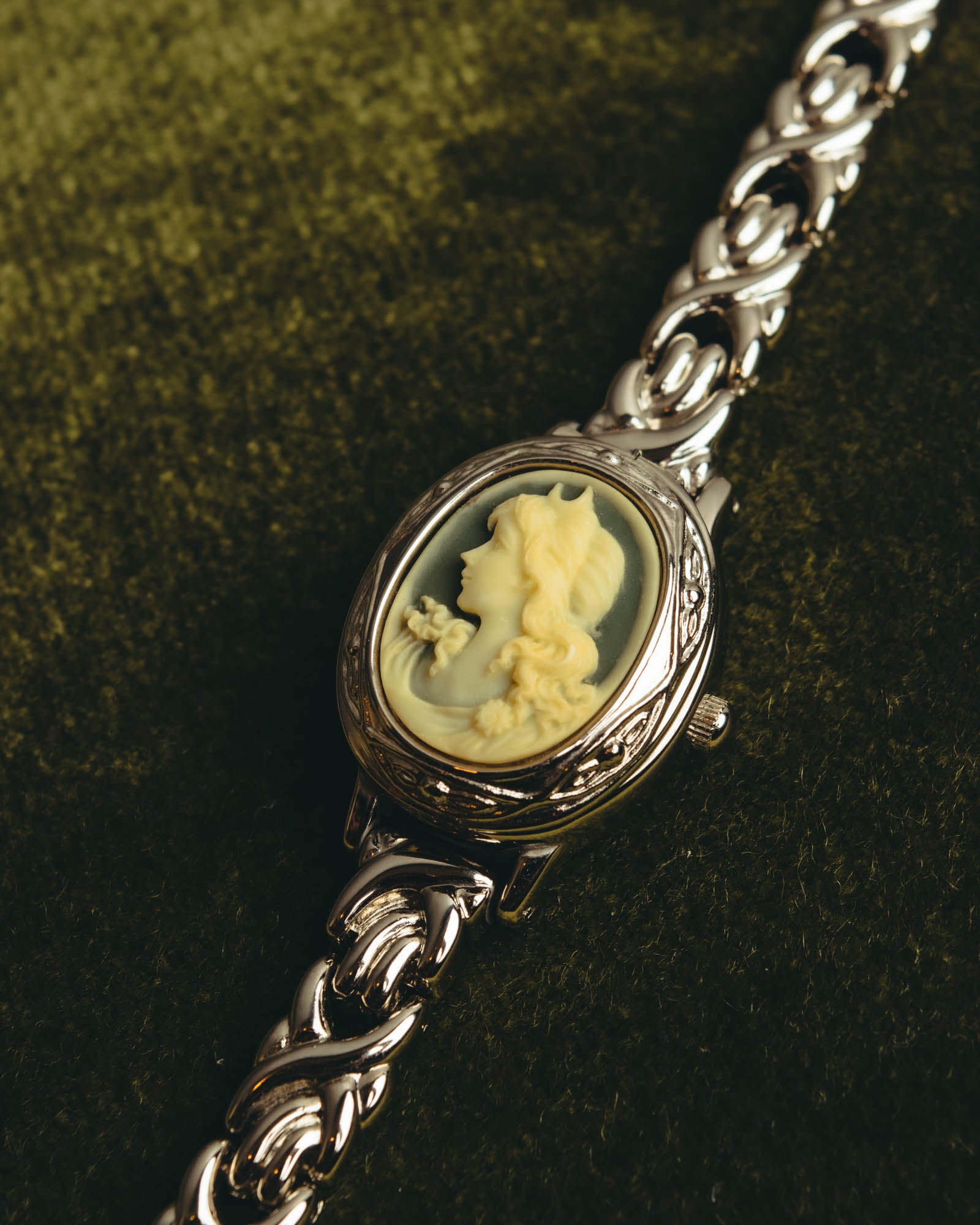 "Valentino Michelle" Vintage cameo secret quartz bracelet watch
