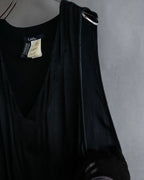 "LIMI feu" Knitted lace design belted sleeveless dress