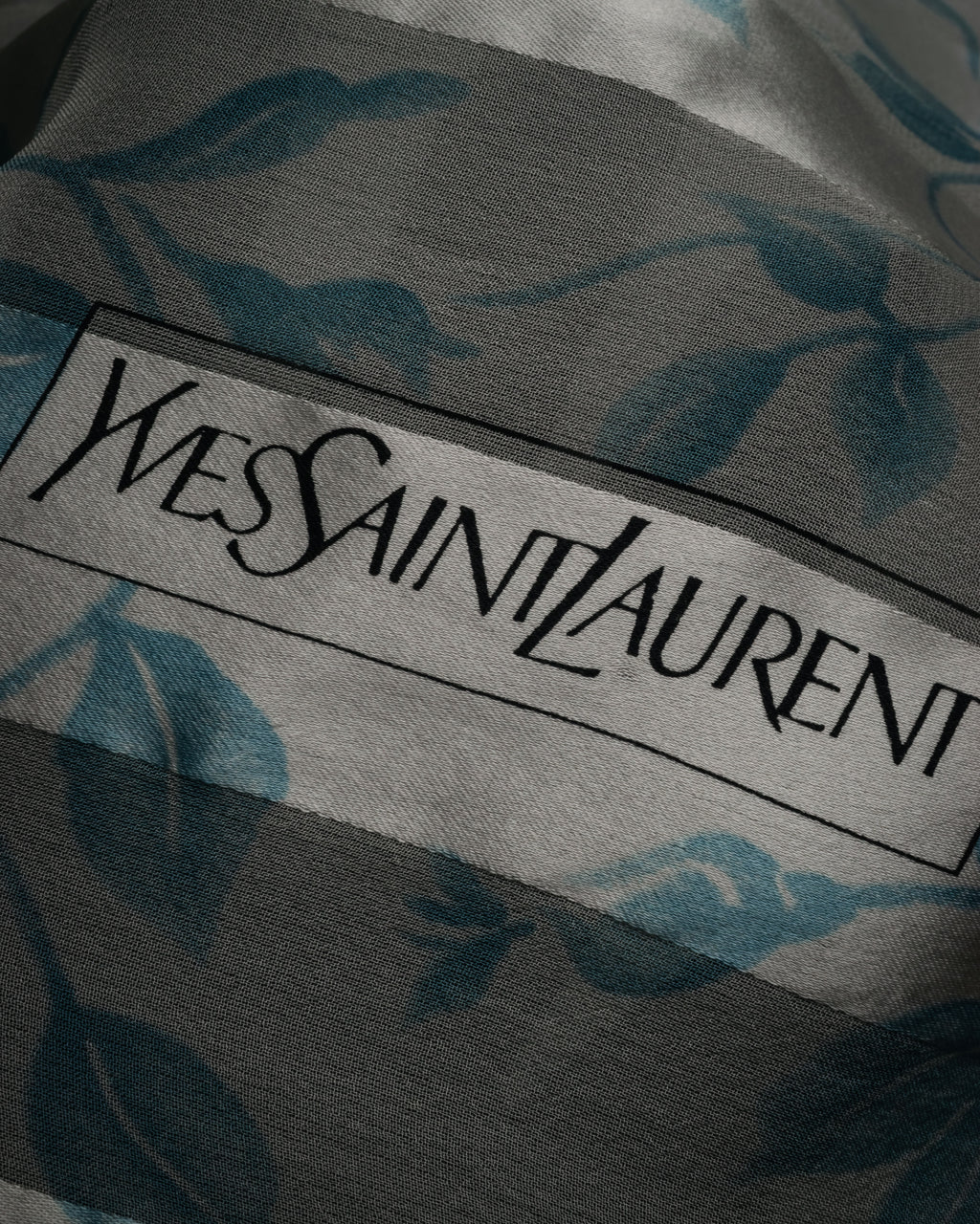 “Yves Saint Laurent” 80’s-90’s Sheer stripe floral silk scarf