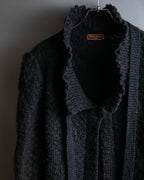 "YVES SAINT LAURENT" Ribbon design stand collar low gauge cardigan