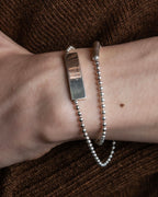 "GUCCI" Ball chain logo engraved plate bracelet