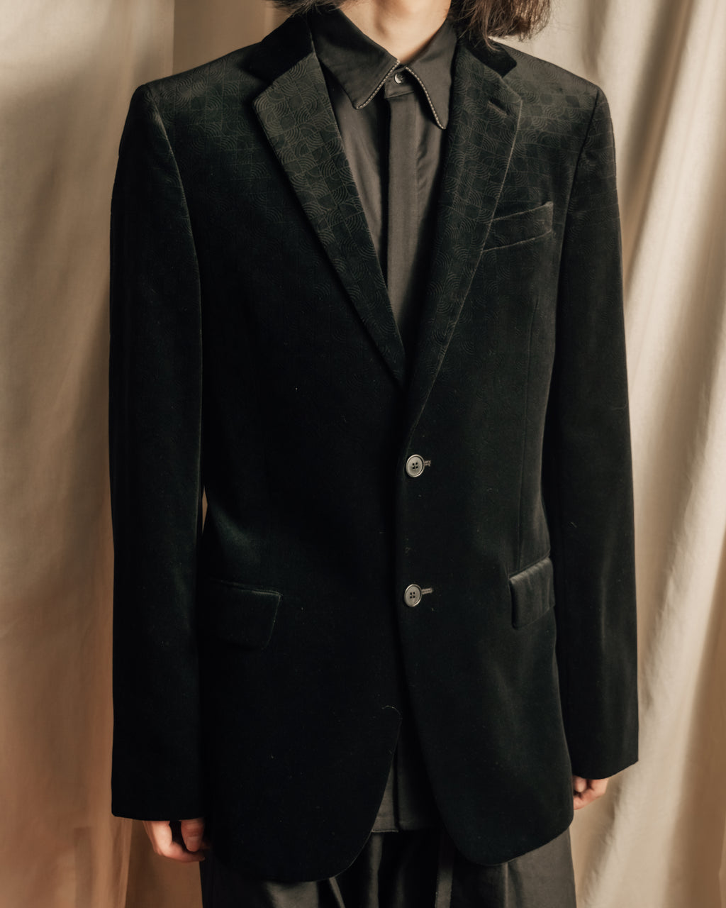 "LOUIS VUITTON" Geometric pattern velvet tailored jacket